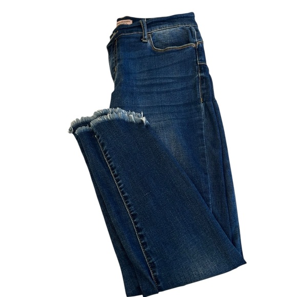 Juicy Couture Denim - JUICY COUTURE Distressed Skinny Jeans Raw Frayed Hem Sz 8 Blue Y2K Vibe